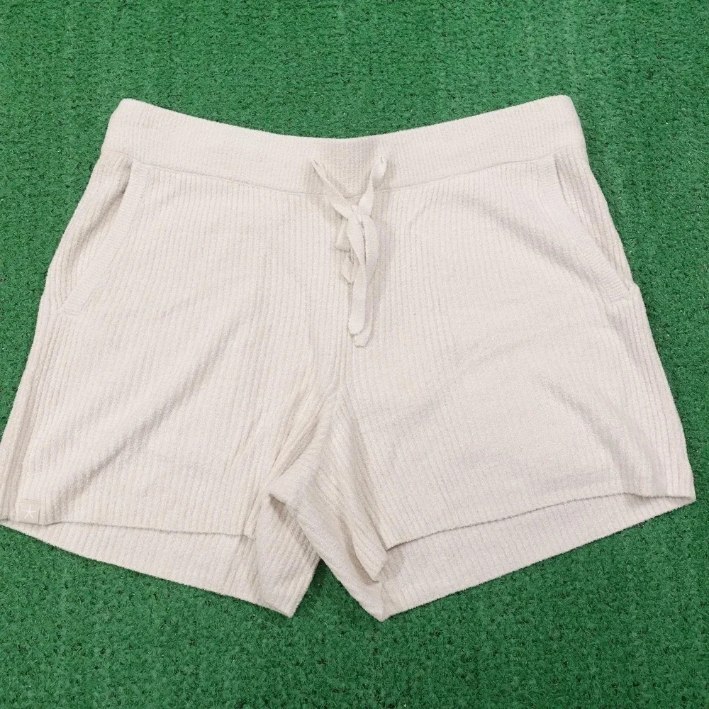New! Barefoot Dreams Ribbed Shorts Womens Size S Beige Cozy‎ chic Ultra Lite